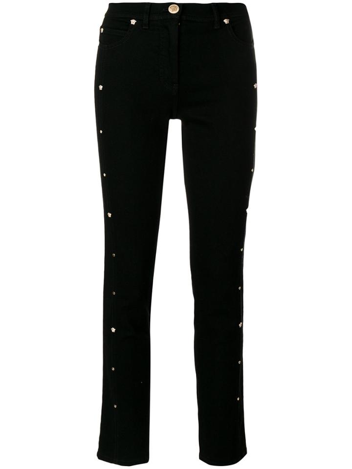 Versace Medusa Stud Cropped Jeans - Black