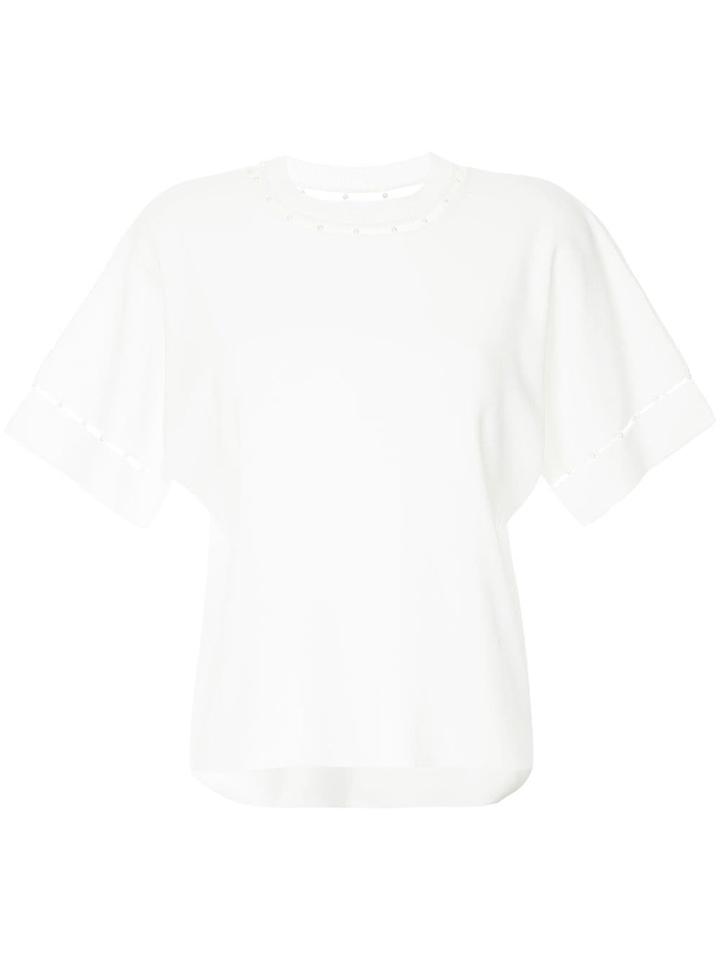 Le Ciel Bleu Pearl-embellished Sweater - White
