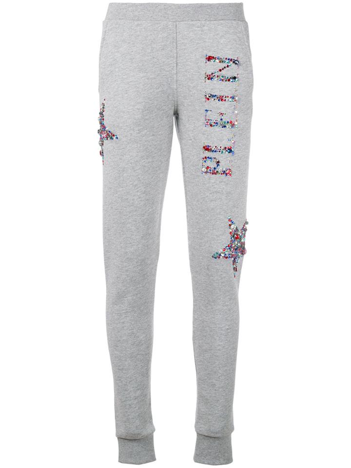 Philipp Plein Crystal Embellished Track Pants - Grey