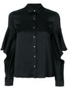 L'autre Chose Ruffle Sleeved Shirt - Black