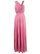 Elisabetta Franchi Pleated Asymmetric Gown - Pink