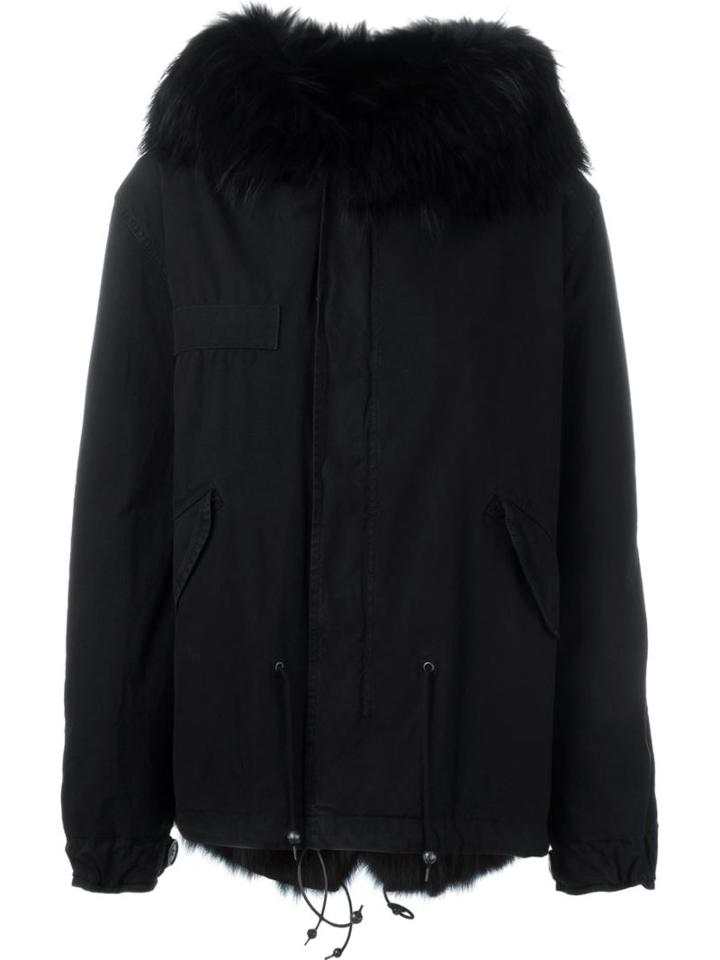 Mr & Mrs Italy - Fox And Raccoon Fur Lined Jacket - Women - Cotton/fox Fur/polyester/racoon Fur - S, Black, Cotton/fox Fur/polyester/racoon Fur