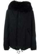 Mr & Mrs Italy - Fox And Raccoon Fur Lined Jacket - Women - Cotton/fox Fur/polyester/racoon Fur - S, Black, Cotton/fox Fur/polyester/racoon Fur
