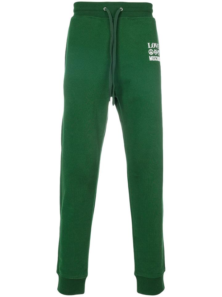 Love Moschino - Logo Print Track Pants - Men - Cotton/spandex/elastane - M, Green, Cotton/spandex/elastane