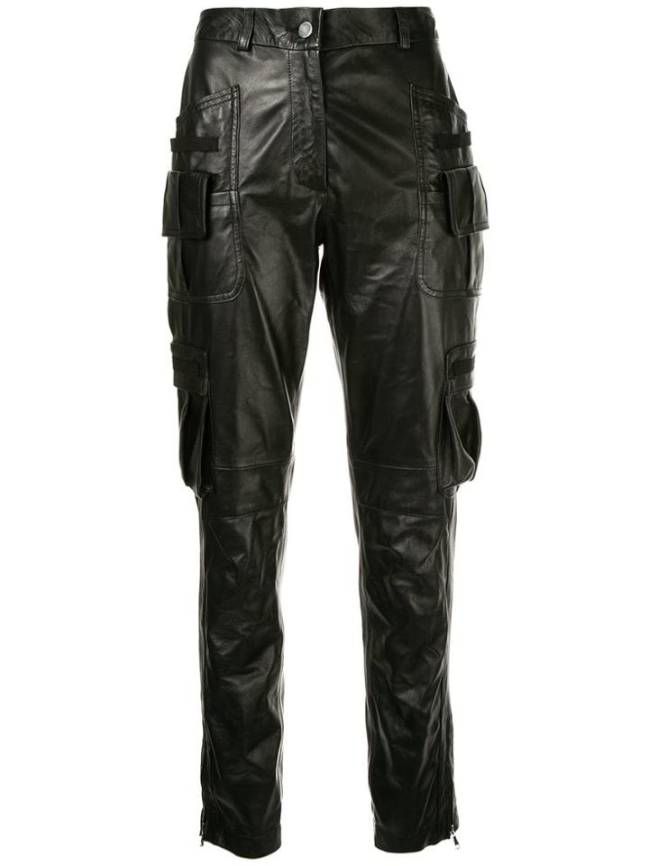 Red Valentino Leather Cargo Trousers - Black