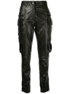 Red Valentino Leather Cargo Trousers - Black
