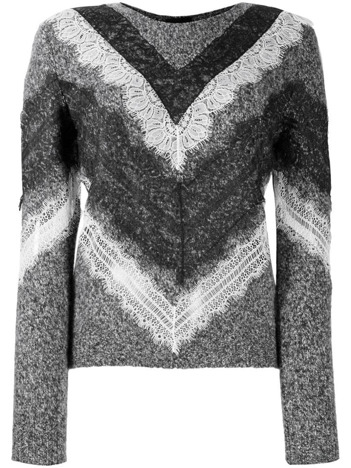 Giambattista Valli Lace-trim Chevron Sweater - Grey