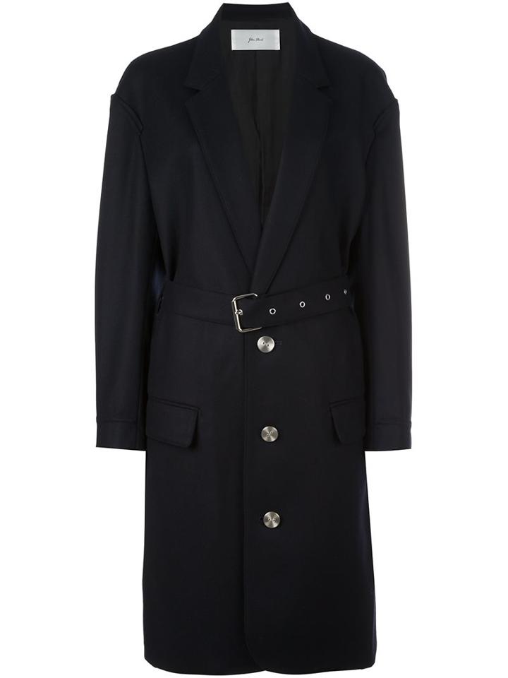 Julien David Single Breasted Coat, Women's, Size: Large, Blue, Silk/cotton/wool