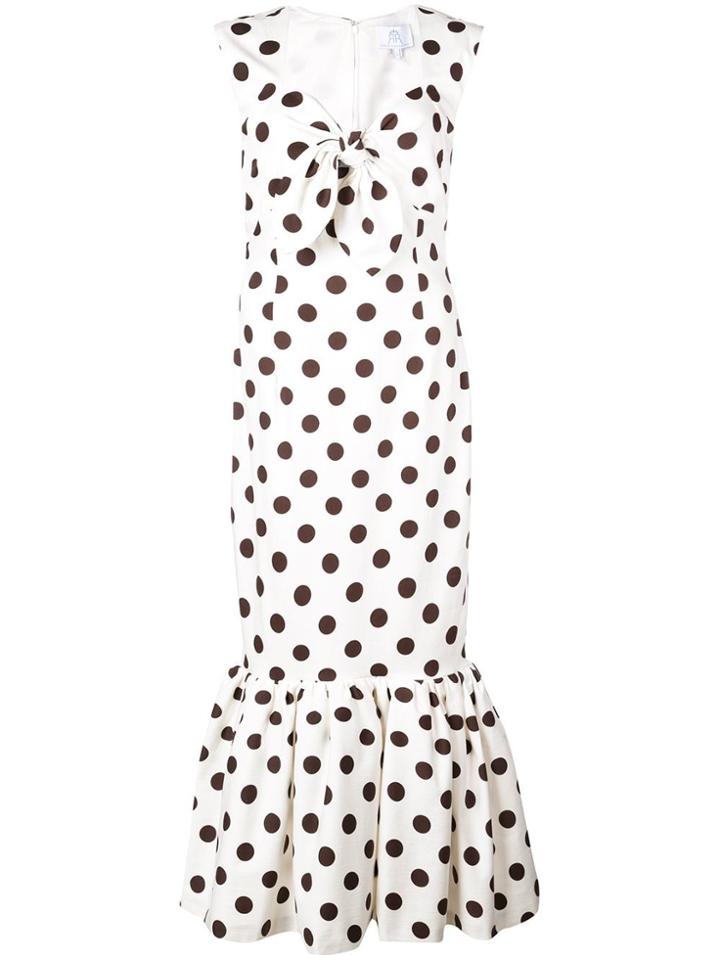 Rebecca De Ravenel Polka Dot Peplum Dress - White