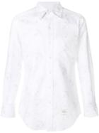Thom Browne Lattice Anchor Embroidery Oxford Shirt - White