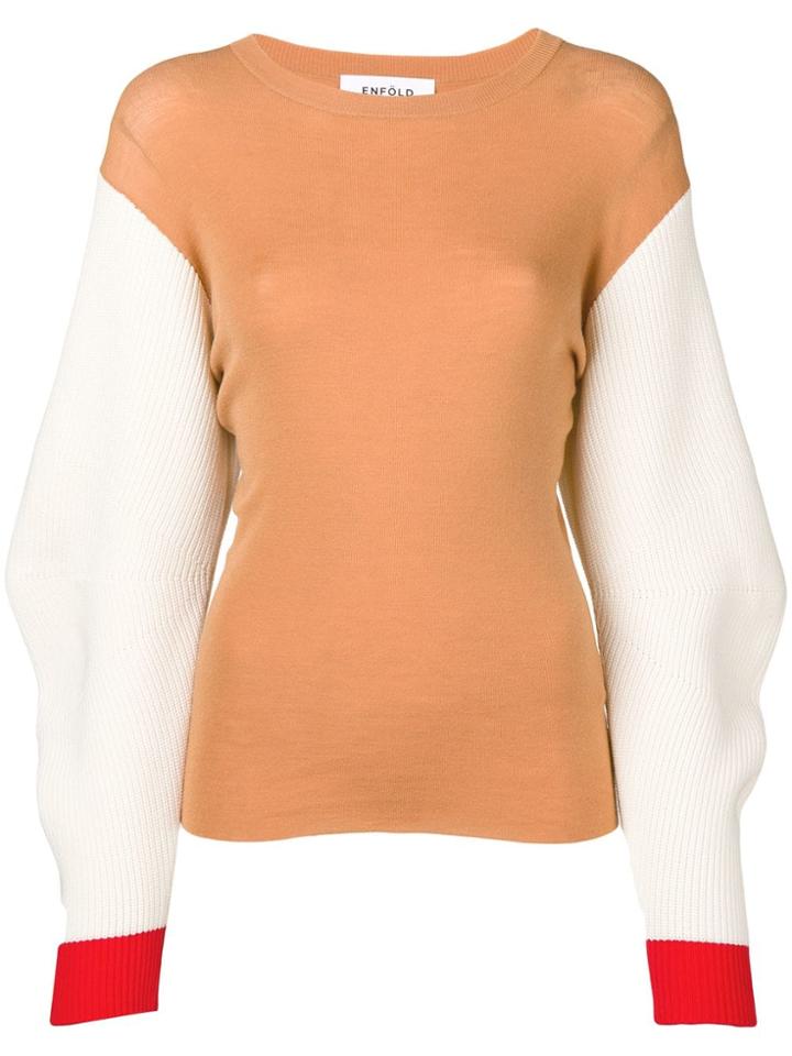 Enföld Contrast Sleeve Jumper - Neutrals
