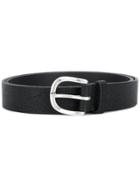 Orciani Slim Leather Belt - Black
