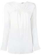 Jil Sander Navy - Gathered Detail Blouse - Women - Silk/acetate - 38, Nude/neutrals, Silk/acetate