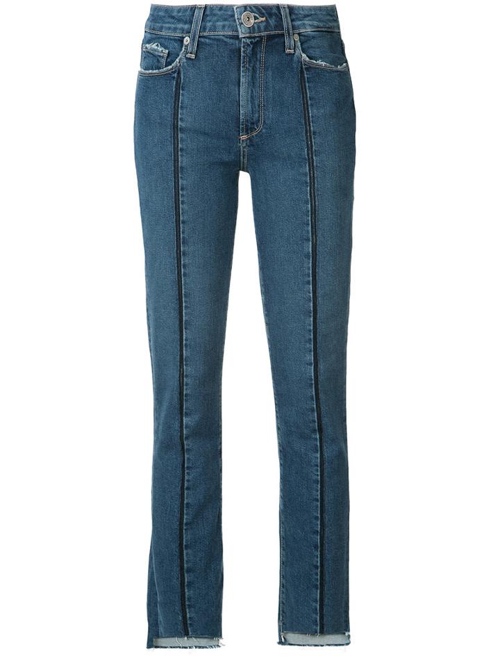 Paige Raw Hem Cropped Jeans, Women's, Size: 26, Blue, Cotton/polyester/spandex/elastane
