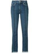 Paige Raw Hem Cropped Jeans, Women's, Size: 26, Blue, Cotton/polyester/spandex/elastane