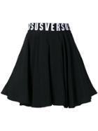 Versus Flared Logo Waist Skirt - Black