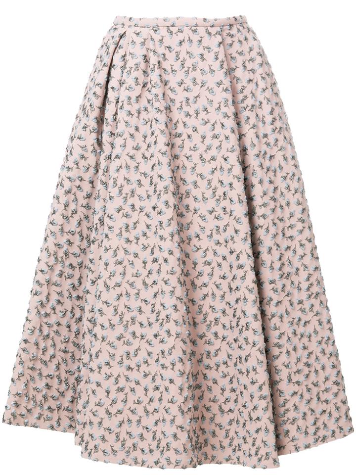 Rochas Floral Brocade Full Skirt - Pink & Purple