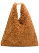 Mm6 Maison Margiela Shearling Oversized Tote - Brown