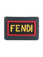 Fendi Leather Pouch With Logo - Blue
