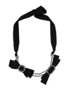 Lanvin Embellished Necklace, Women's, Black, Silk/crystal/brass