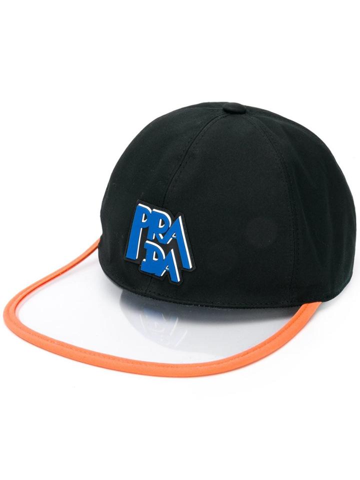 Prada Transparent Brim Logo Cap - Black