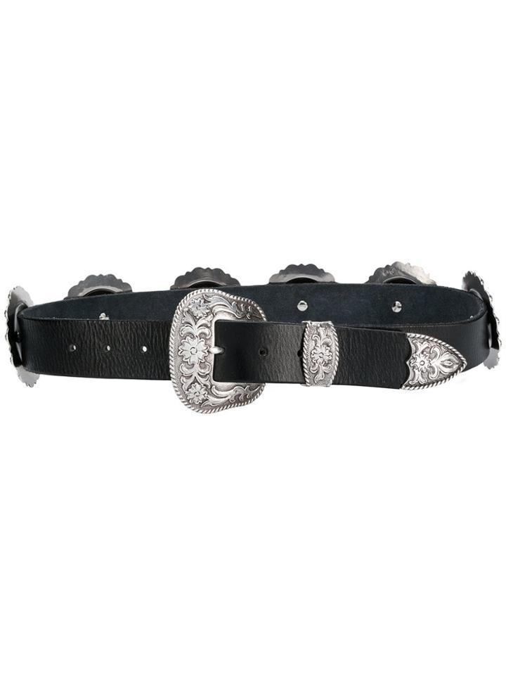Jessie Western Embellished Concho Belt - Black