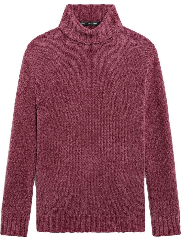 Mackintosh Aubergine Cotton Blend Chenille 0003 Turtle Neck Sweater -