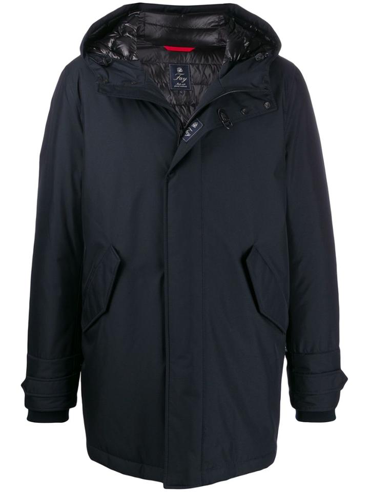 Herno Hooded Short Coat - Blue