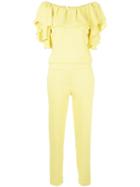 P.a.r.o.s.h. - Frill Trim Jumpsuit - Women - Polyester - S, Yellow/orange, Polyester
