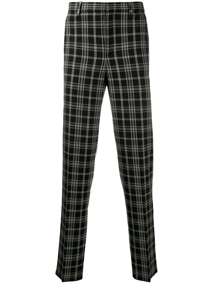 Neil Barrett Tapered Check Trousers - Black