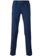 Incotex Satin Effect Skinny Trousers, Size: 34, Blue, Cotton/spandex/elastane