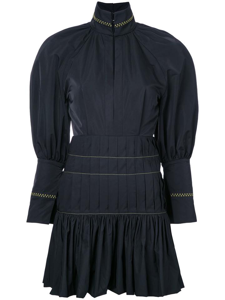 Ellery - Pleated Trim Fitted Dress - Women - Polyester - 6, Black, Polyester