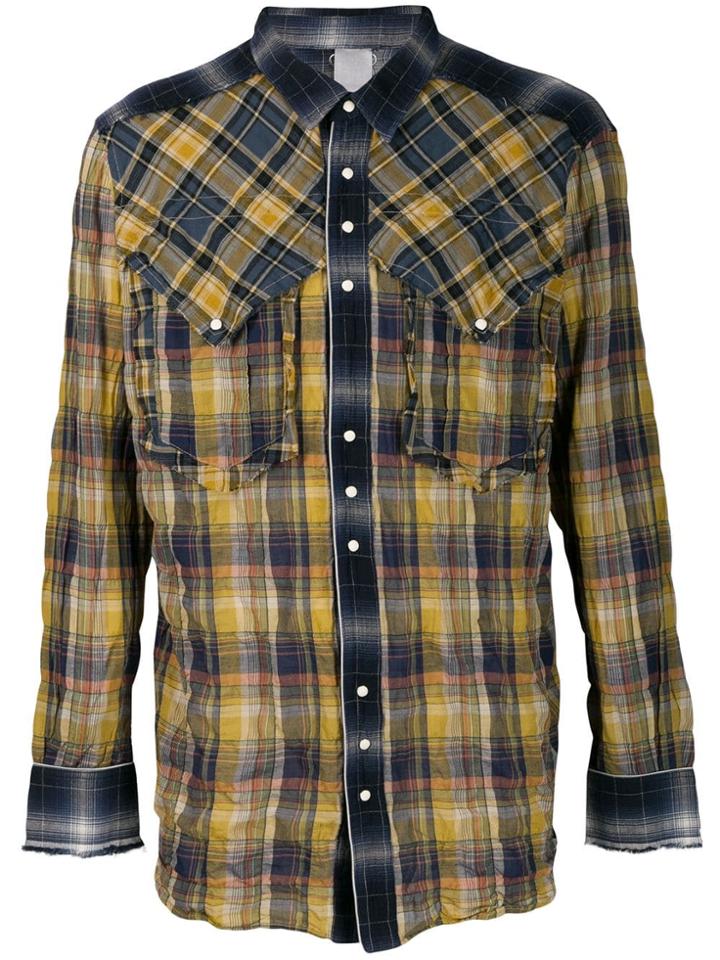 Carpe Diem Wrinkled Effect Button Shirt - Yellow