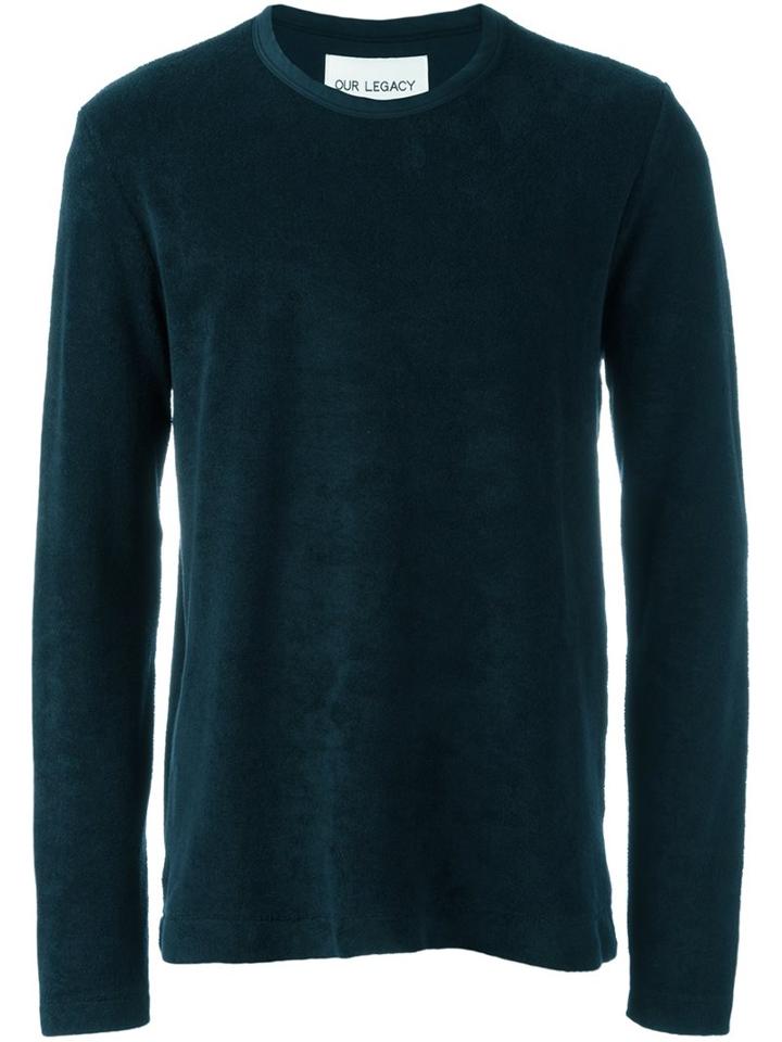 Our Legacy Crew Neck Sweatshirt, Men's, Size: 50, Blue, Cotton