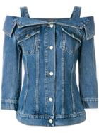 Alexander Mcqueen Cold Shoulder Denim Jacket - Blue