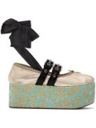 Miu Miu 75 Jacquard Platform Shoes - Metallic
