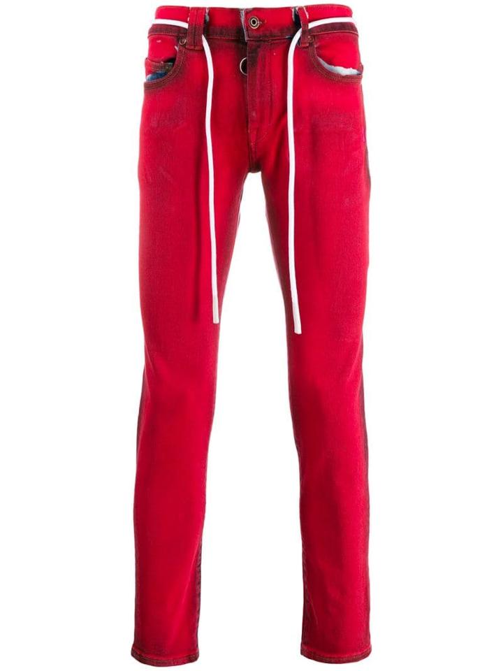 Off-white Tie Belt Detailed Skinny Jeans - Red