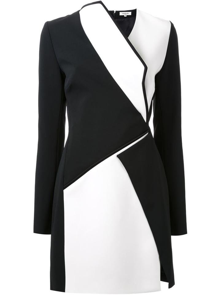 Mugler Paneled Fitted Dress, Women's, Size: 42, Black, Acetate/viscose