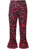 Piamita Bow Print Cropped Trousers - Blue