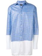 Y/project Oversized Stripe Panel Shirt - Blue