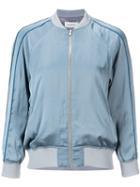 En Route Satin Bomber Jacket, Women's, Size: 1, Blue, Polyester/nylon/polyurethane/cupro