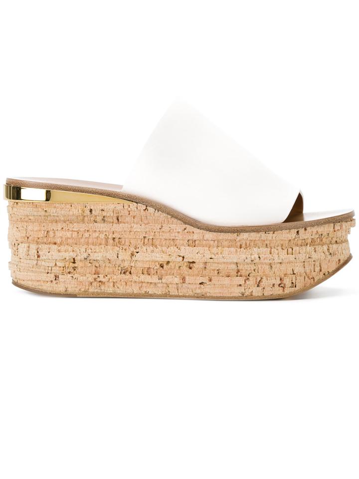 Chloé Camille Wedge Mules - White