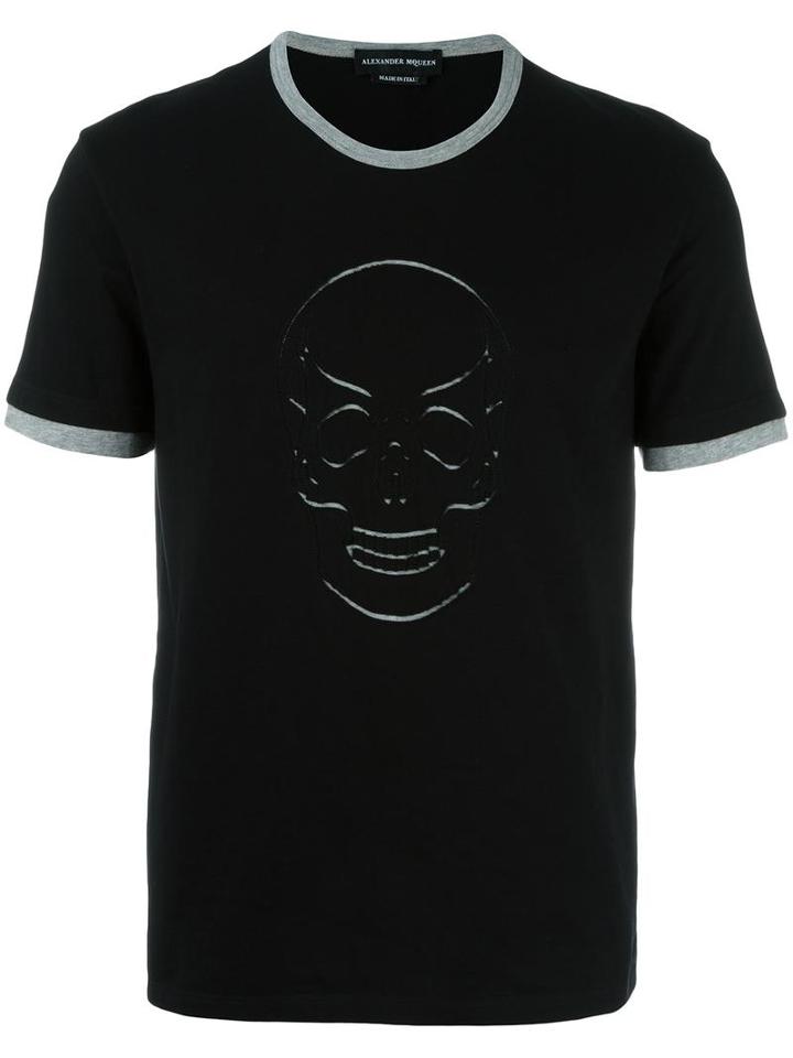 Alexander Mcqueen Skull Embroidered T-shirt, Men's, Size: Medium, Black, Cotton