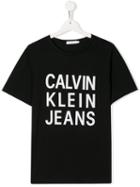 Calvin Klein Kids Teen Stencil Print T-shirt - Black