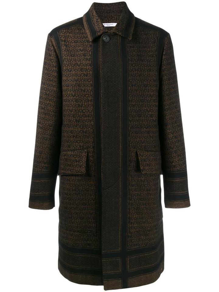 Givenchy Star Logo Print Coat, Men's, Size: 52, Brown, Viscose/wool