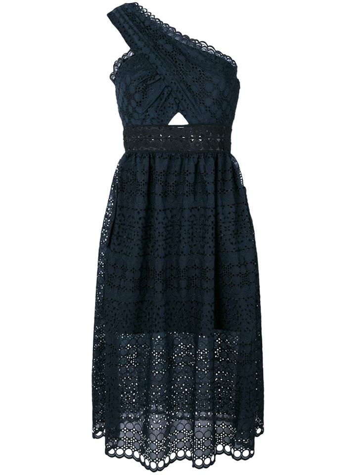Self-portrait One-shoulder Cut-out Dress - Blue