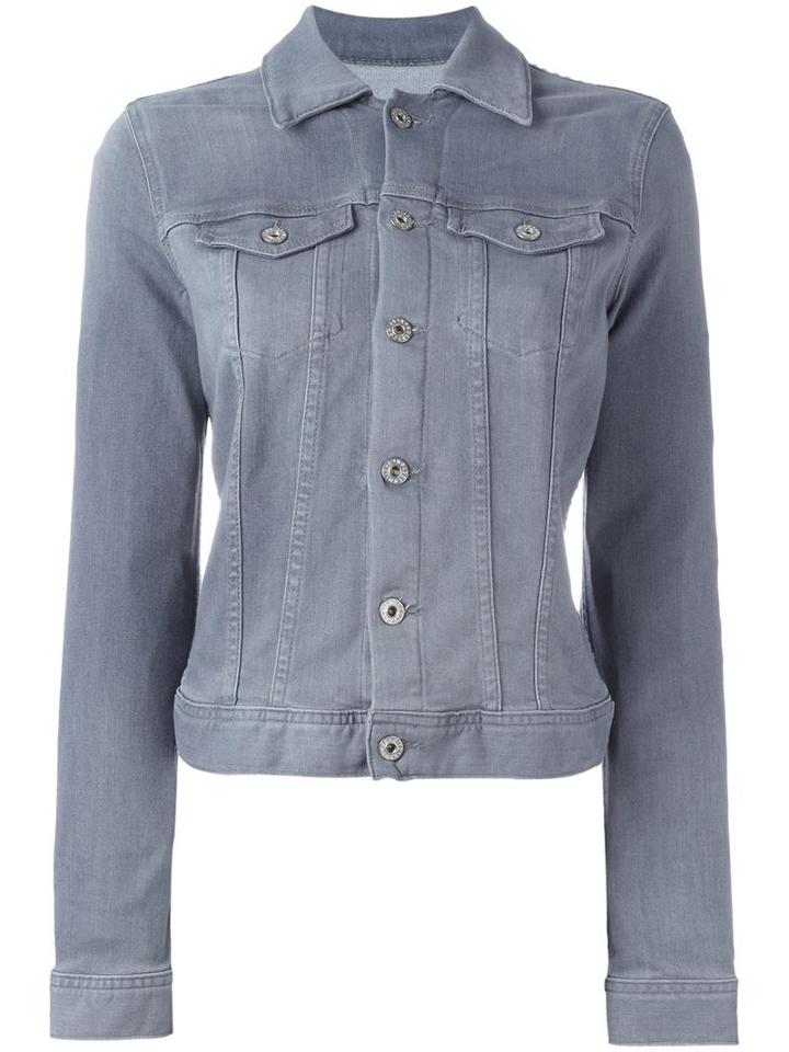 Ag Jeans Flap Pockets Denim Jacket, Women's, Size: Large, Grey, Cotton/polyester/viscose/spandex/elastane