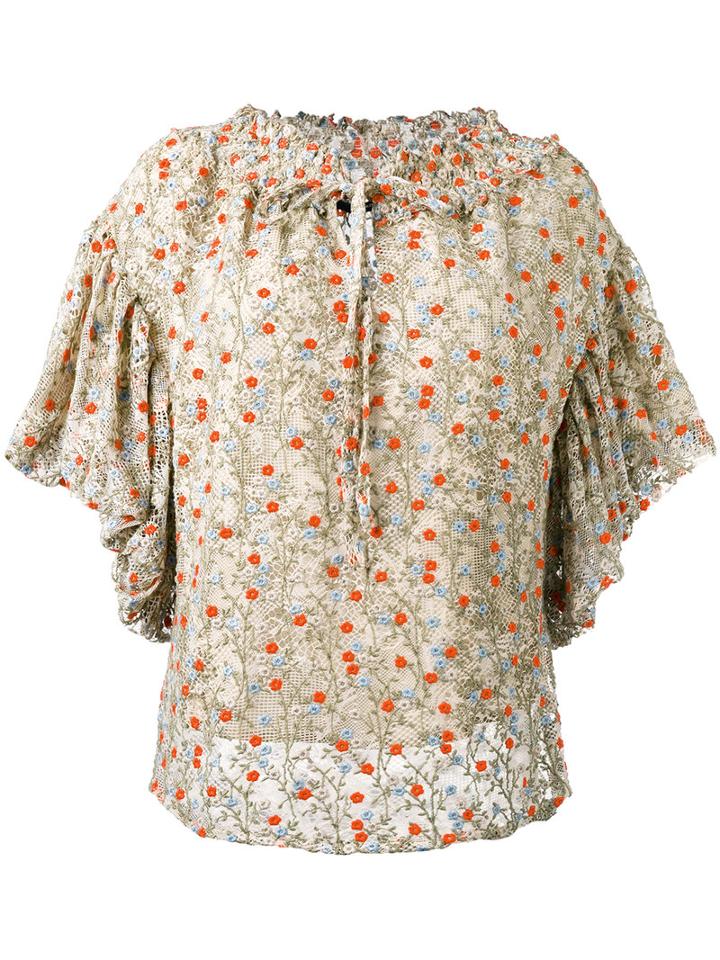 Maurizio Pecoraro - Floral Embroidered Blouse - Women - Cotton/nylon/polyester - 42, Women's, Cotton/nylon/polyester