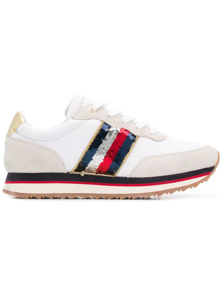Tommy Hilfiger Sequin Detail Running Sneakers - White