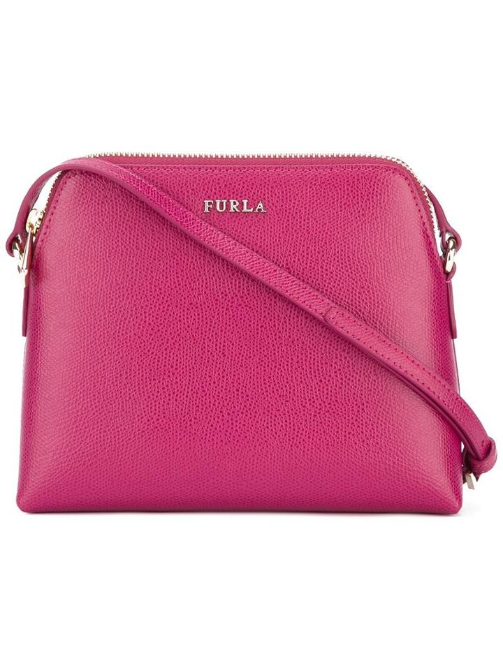 Furla Zipped Crossbody Bag, Women's, Pink/purple, Leather/viscose/nylon